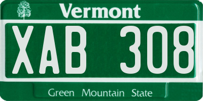 VT license plate XAB308