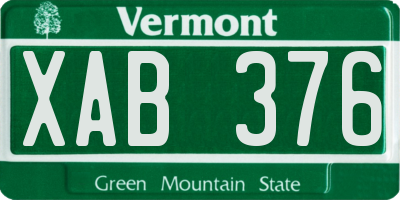 VT license plate XAB376