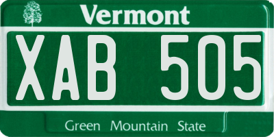VT license plate XAB505