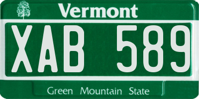 VT license plate XAB589