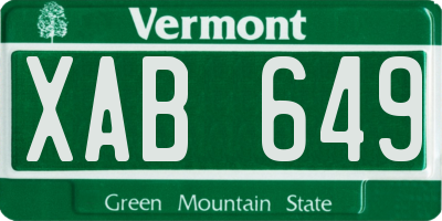 VT license plate XAB649