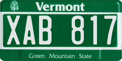 VT license plate XAB817