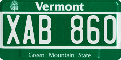 VT license plate XAB860