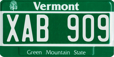 VT license plate XAB909