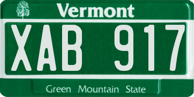 VT license plate XAB917