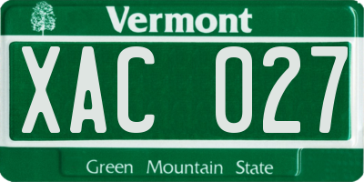 VT license plate XAC027