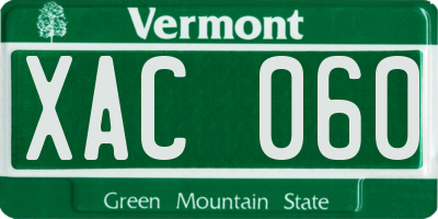 VT license plate XAC060