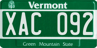 VT license plate XAC092