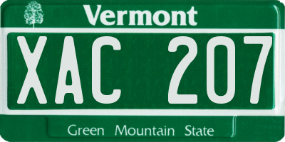 VT license plate XAC207