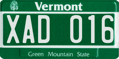 VT license plate XAD016