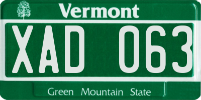 VT license plate XAD063