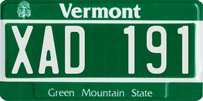 VT license plate XAD191