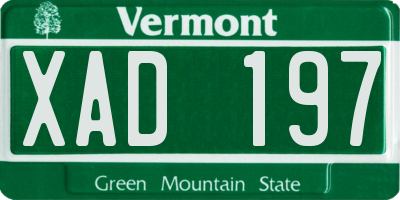 VT license plate XAD197