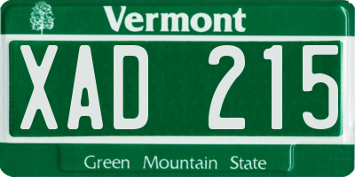 VT license plate XAD215