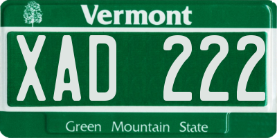 VT license plate XAD222