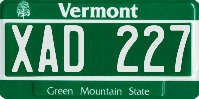 VT license plate XAD227
