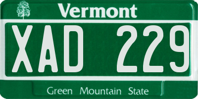 VT license plate XAD229