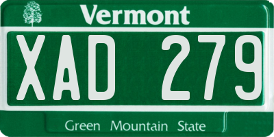 VT license plate XAD279