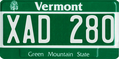 VT license plate XAD280