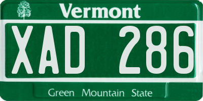 VT license plate XAD286
