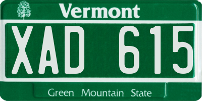 VT license plate XAD615