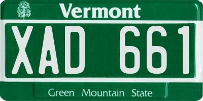 VT license plate XAD661