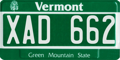 VT license plate XAD662