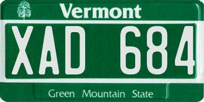 VT license plate XAD684