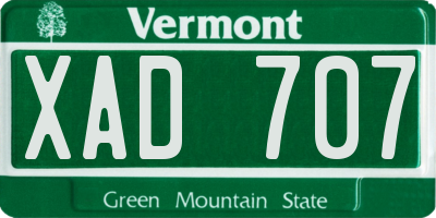 VT license plate XAD707