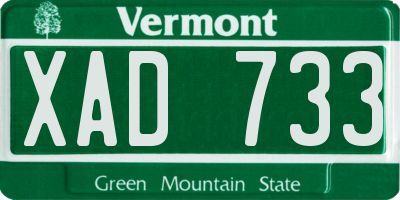 VT license plate XAD733