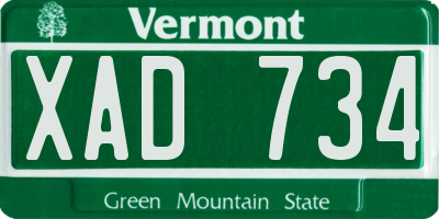 VT license plate XAD734