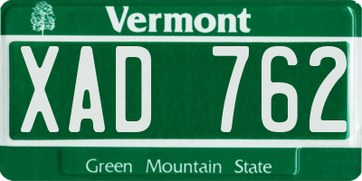 VT license plate XAD762