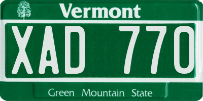 VT license plate XAD770