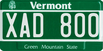 VT license plate XAD800