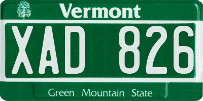 VT license plate XAD826