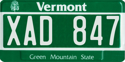 VT license plate XAD847