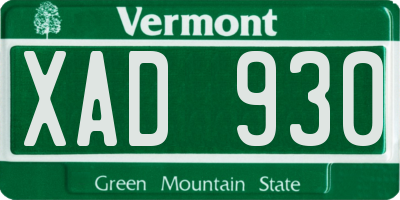 VT license plate XAD930