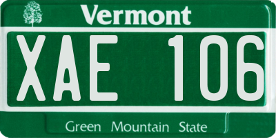 VT license plate XAE106