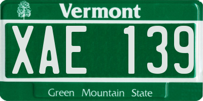 VT license plate XAE139