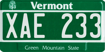 VT license plate XAE233