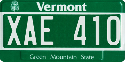 VT license plate XAE410