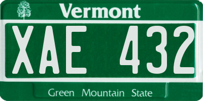 VT license plate XAE432