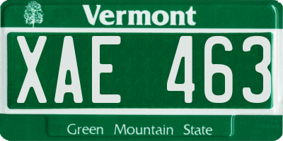 VT license plate XAE463