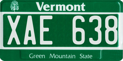 VT license plate XAE638
