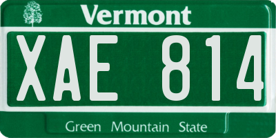 VT license plate XAE814