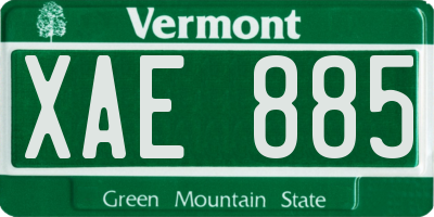 VT license plate XAE885