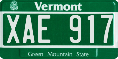 VT license plate XAE917