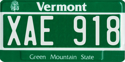 VT license plate XAE918