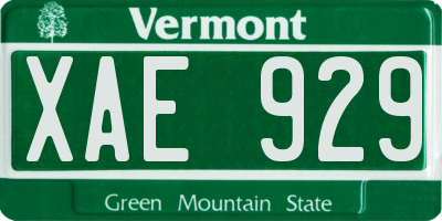 VT license plate XAE929