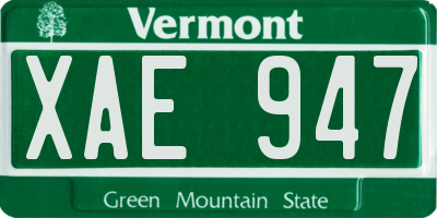 VT license plate XAE947